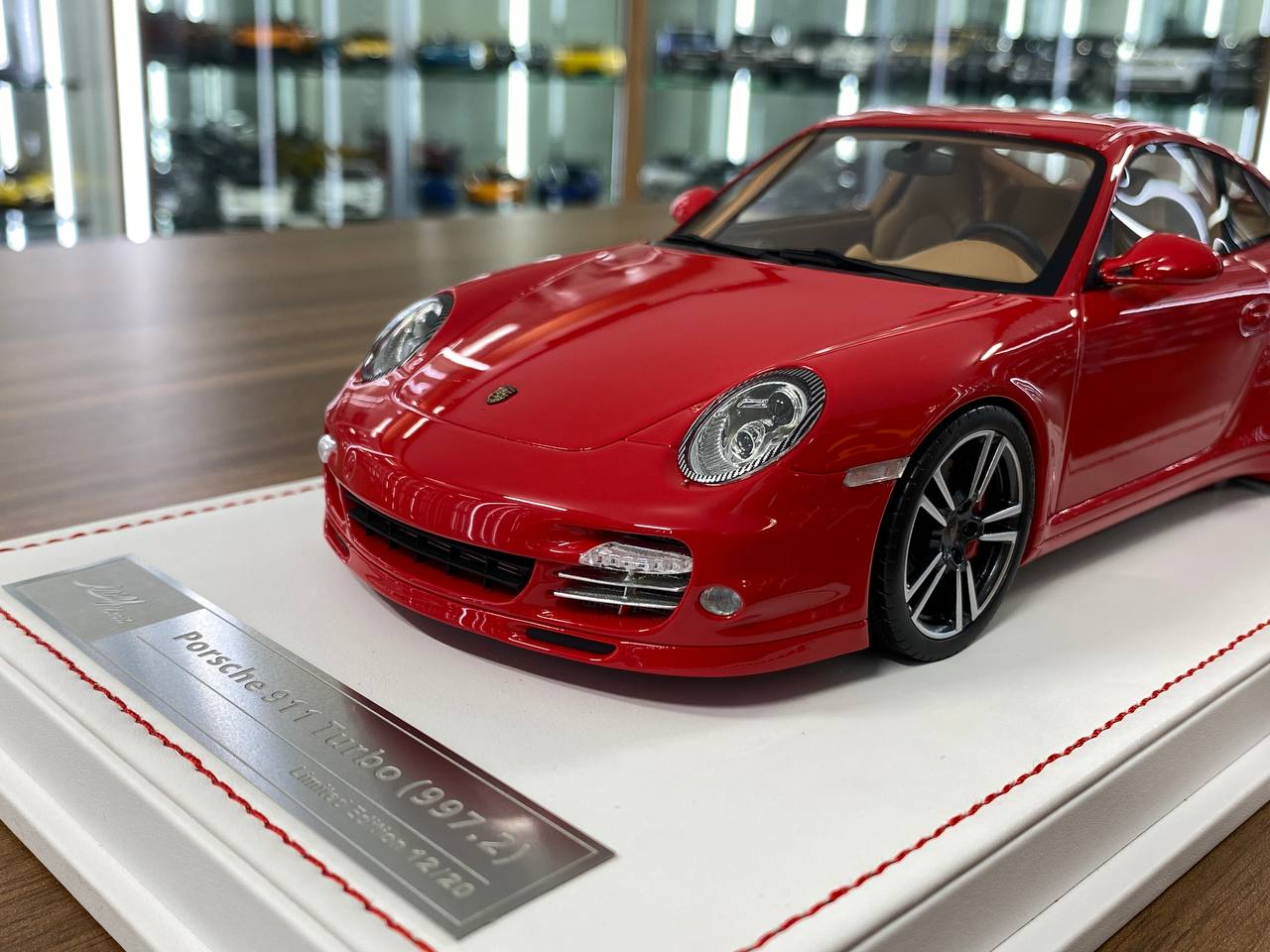 1:18 Resin Porsche 911 Turbo (997.2) Red Exterior with Brown Interior Ivy Model