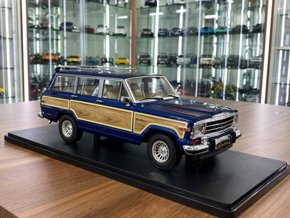 1:18 Diecast – KK Scale Jeep Grand Wagoneer 1989 Blue with Wooden Side Panels