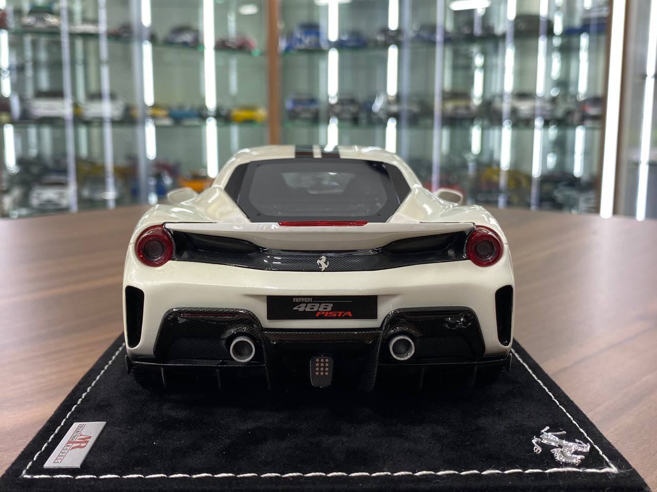 1:18 Resin Model  - MR Collection Models Ferrari 488 Pista (White/Black Stripes)