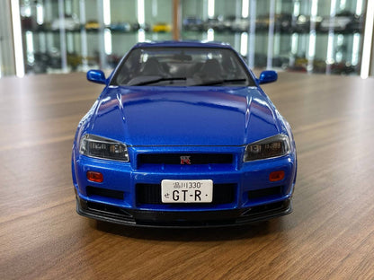 1/18 Diecast Nissan Skyline GT-R R34 Blue by Solido Scale Model Car