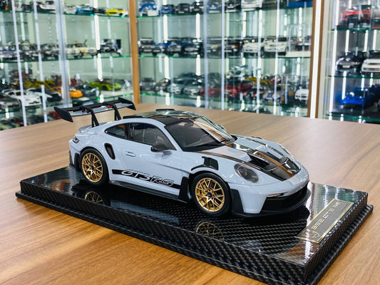 1/18 Resin Model - AI Model Porsche 911 GT3 RS Weissach Package in Grey/ Gold Rim (Limited to 46 Units)