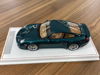 1:18 Resin - Porsche 911 Turbo S (997.2) Dark Green with Brown Interior by Ivy Model