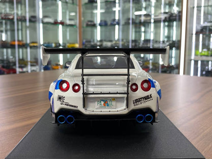 1/18 Diecast Solido Nissan GT-R R35 LBWK body kit Type 2 For paul tribute 2024 White / blue stripes