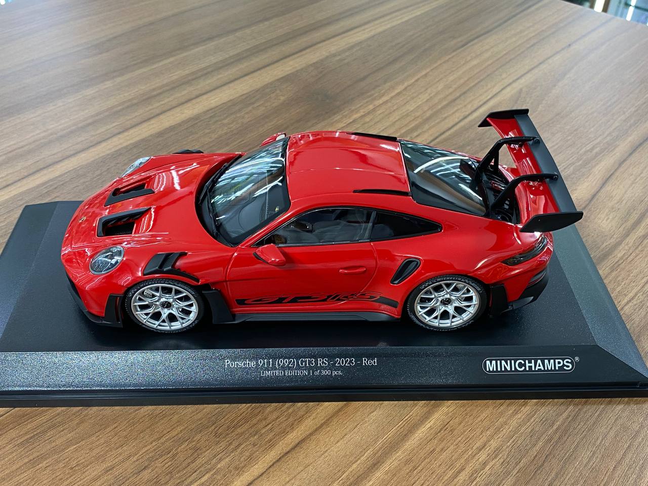 1:18 Diecast Model - Porsche 911 GT3 RS 2023 by Minichamps (Red with Silver Wheels)