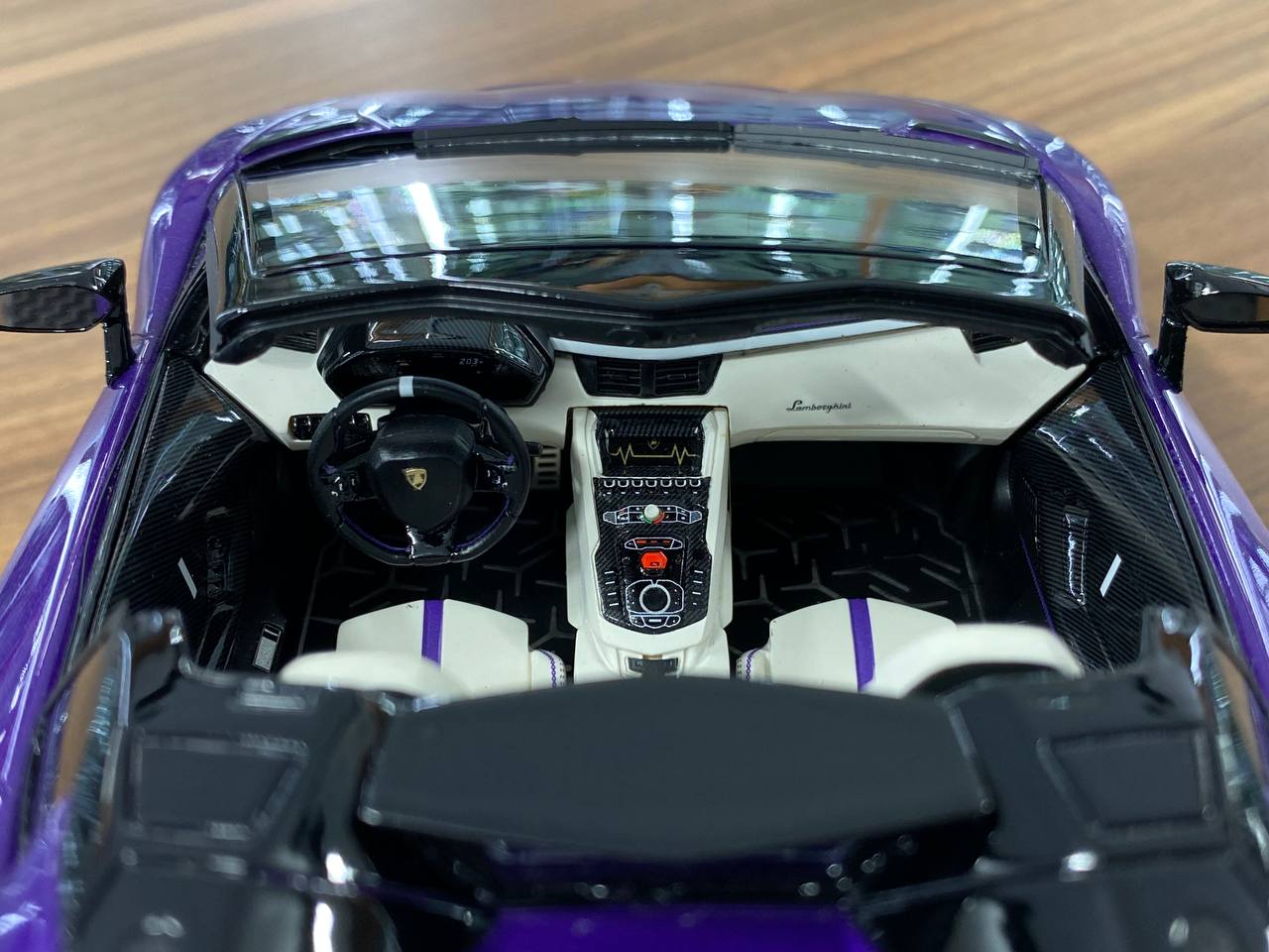 1/18 Resin Lamborghini Aventador Roadster SVJ by MR Collection in Metallic Purple Italy Flag