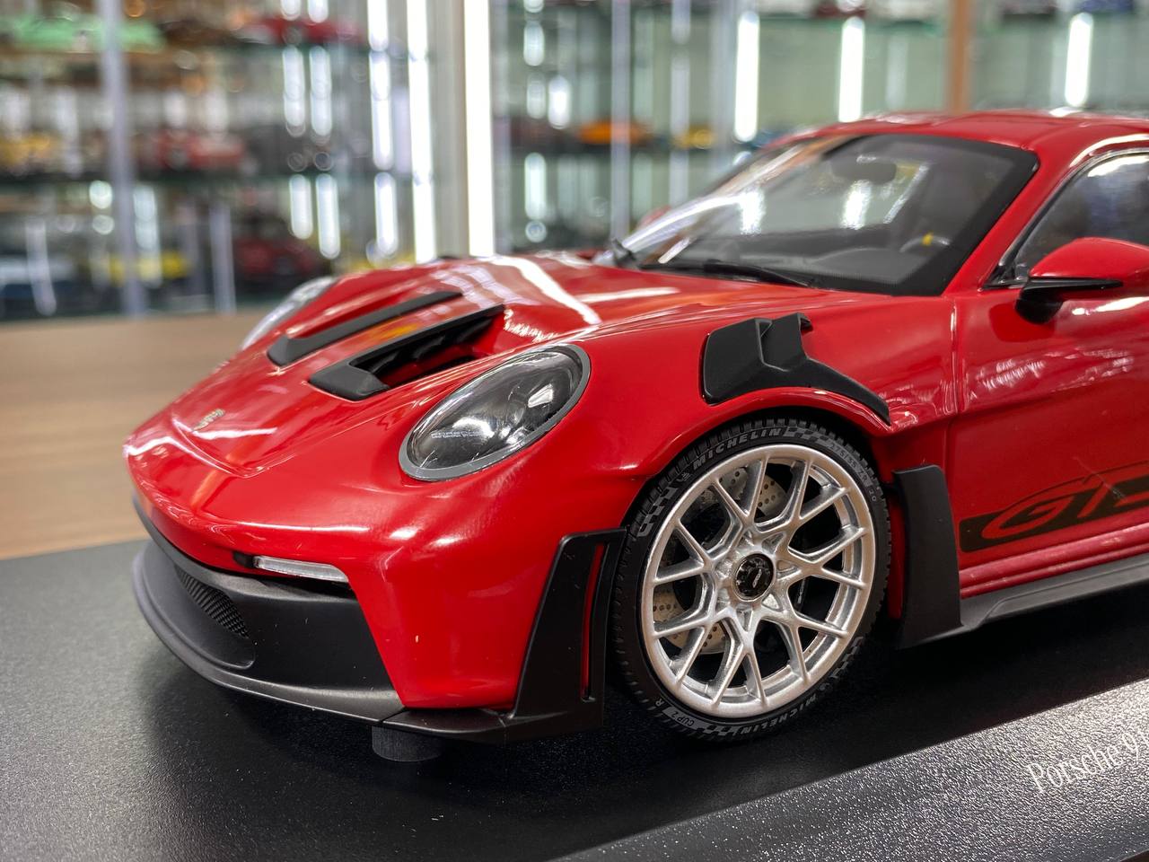 1:18 Diecast Model - Porsche 911 GT3 RS 2023 by Minichamps (Red with Silver Wheels)