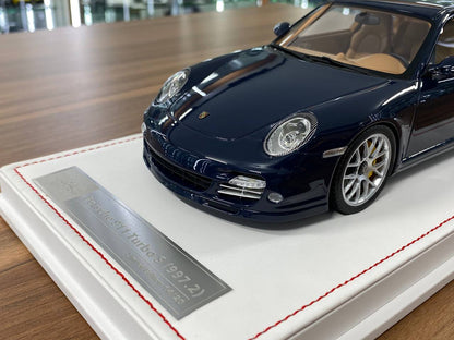 1:18 Resin - Porsche 911 Turbo S (997.2) Dark Blue with Brown Interior by Ivy Model