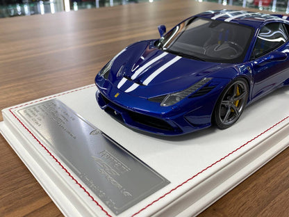 1:18 Resin Model - Ferrari 488 Speciale by Davis & Giovanni (Candy Blue with Blue & White Stripe)