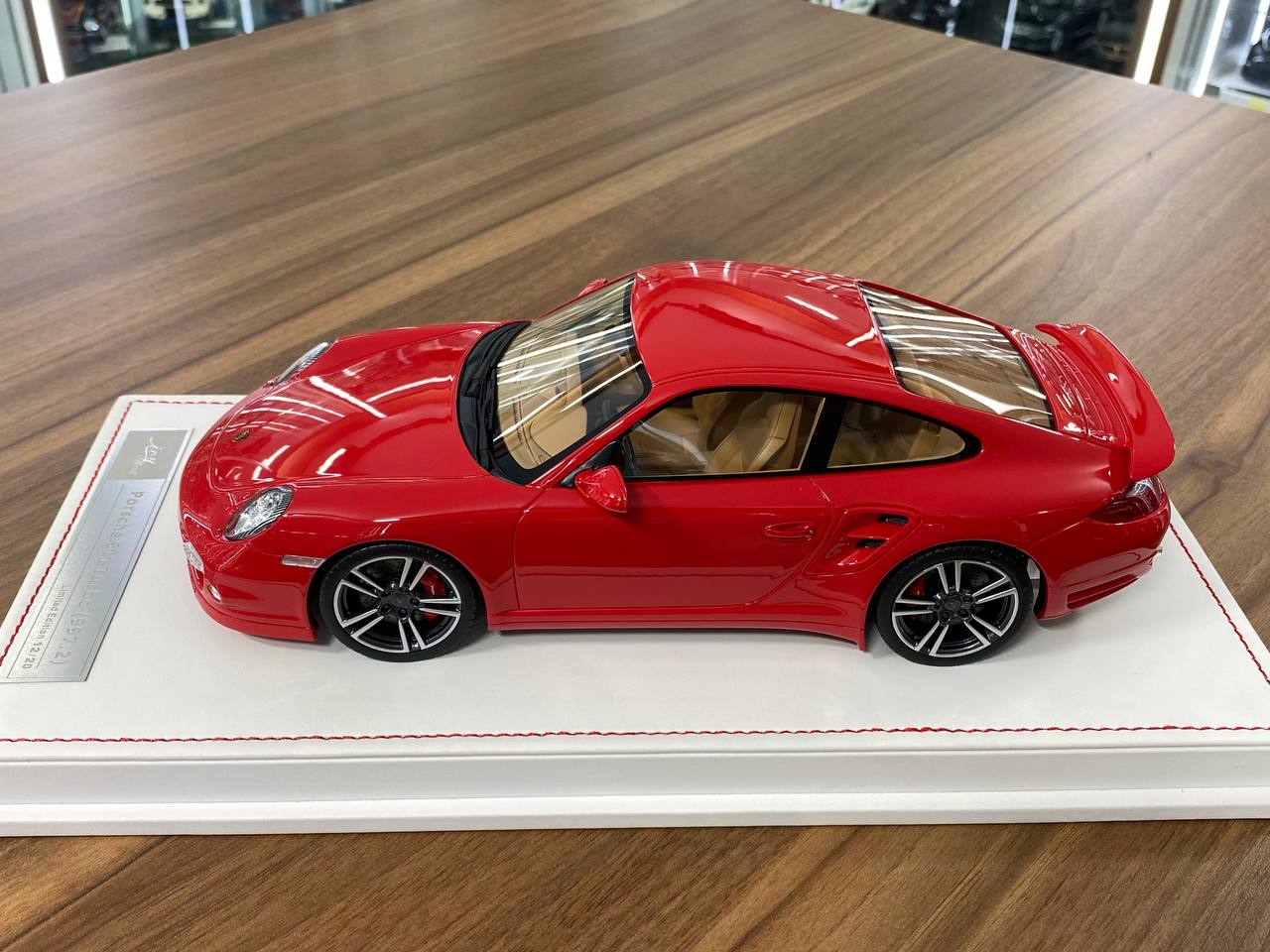 1:18 Resin Porsche 911 Turbo (997.2) Red Exterior with Brown Interior Ivy Model