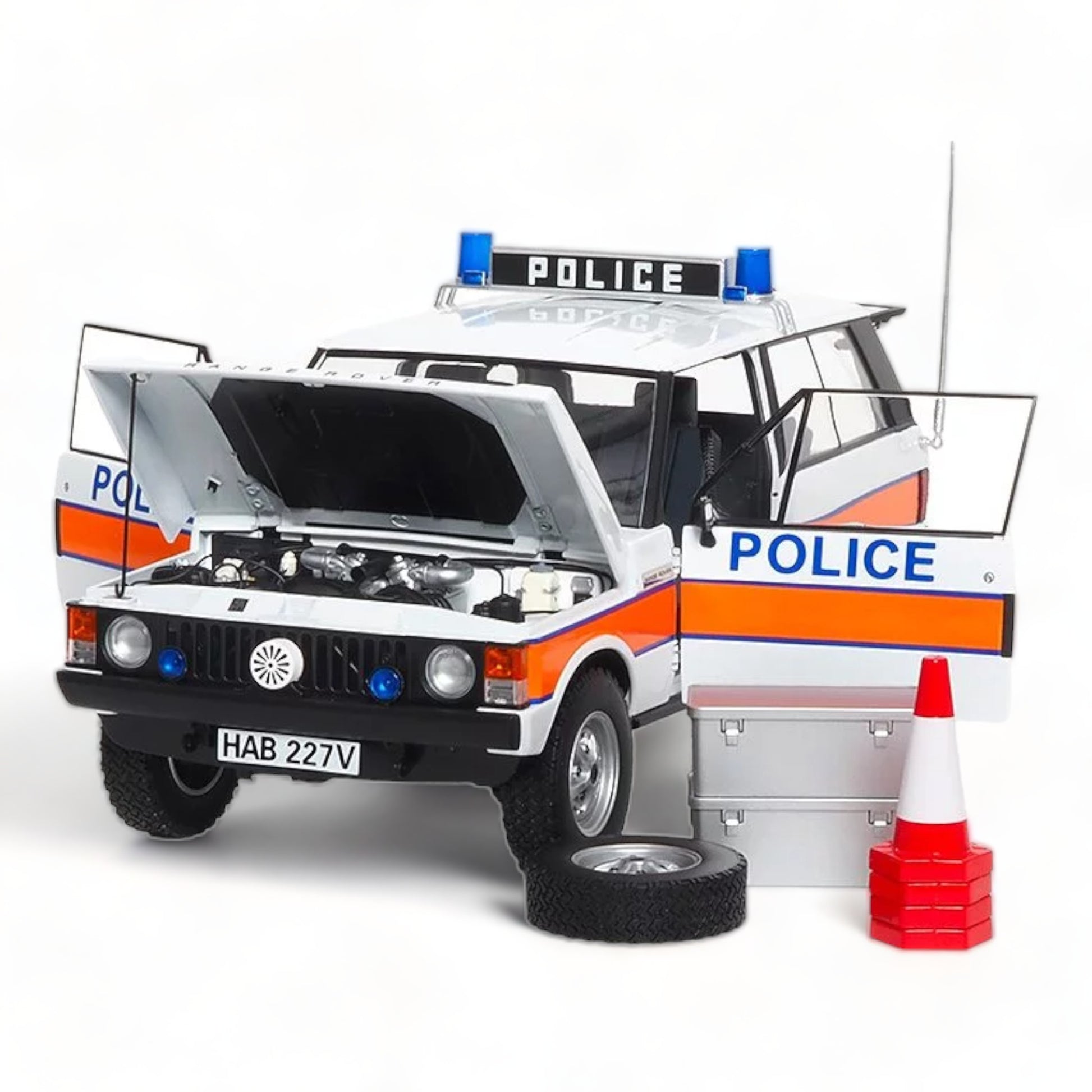 1/18 Diecast  Land Rover Range Rover Classic Police White 1970 by Almost Real Scale Model Car|Sold in Dturman.com Dubai UAE.