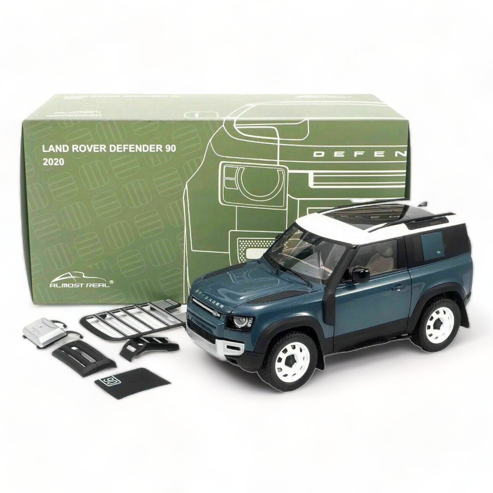 1/18 Diecast  Land Rover Defender 90 Blue by Almost Real Scale Model Car|Sold in Dturman.com Dubai UAE.