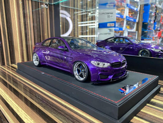 1/18 Diecast Miniature BMW M4 Liberty Walk AutoBarn Purple Model Car