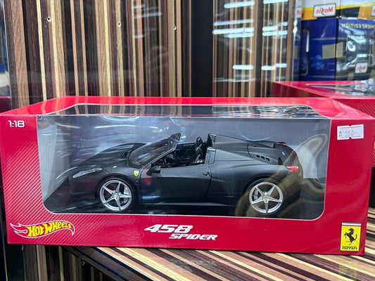 1/18 Diecast Ferrari 458 Spider Model Car by Hot Wheels