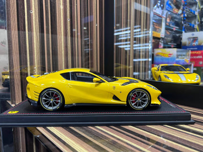 1/18 Resin Ferrari 812 Competizione Yellow Miniature Car by MR Models