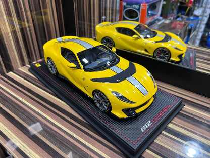 1/18 Resin Ferrari 812 Competizione Yellow Miniature Car by MR Models