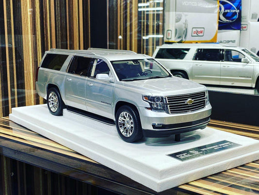 1/18 Resin Chevrolet Suburban Tahoe LTZ 2015 Silver Model Car by GOC