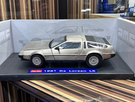 1/18 Diecast DMC De Lorean LK 1981 Silver Model Car by Sun Star